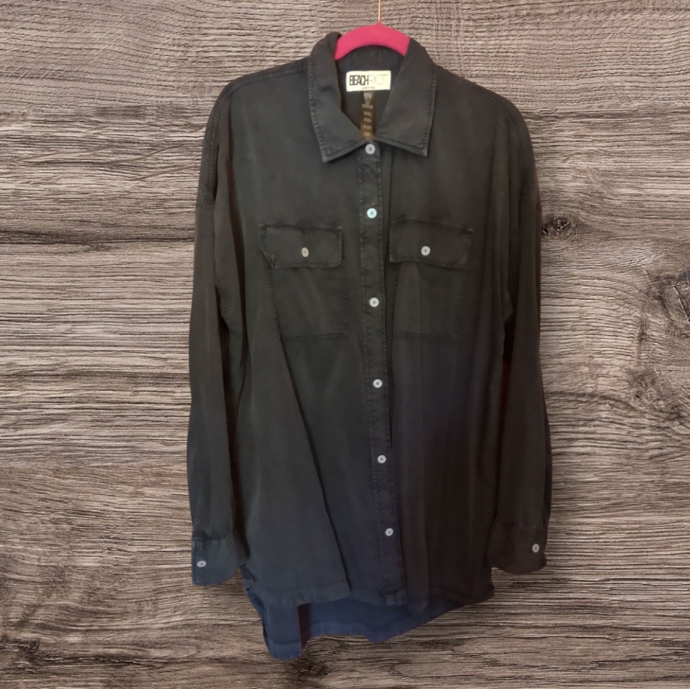 Beach Riot Navy Oversized Button-Down Shirt/Dress, XL
